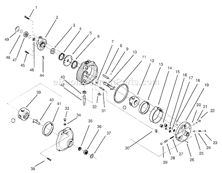 Hydrostatic Transmission Assembly Diagram and Parts List for 30610 490001-499999 - 1994 Toro Lawn Tractor