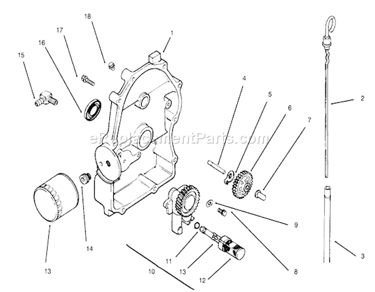Oil Pan/lubrication Diagram and Parts List for 30610 490001-499999 - 1994 Toro Lawn Tractor