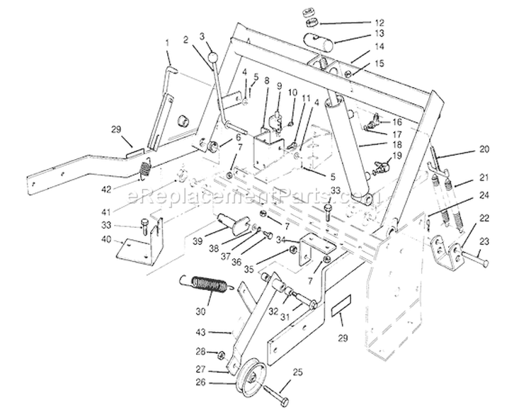 Parking Brake & Lift Frame Assembly Diagram and Parts List for 30610 490001-499999 - 1994 Toro Lawn Tractor