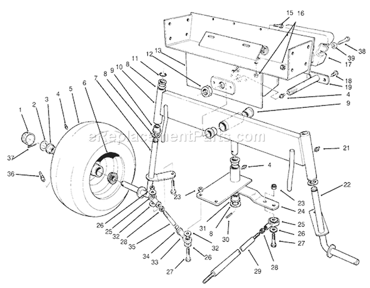 Rear Axle Assembly Diagram and Parts List for 30610 490001-499999 - 1994 Toro Lawn Tractor