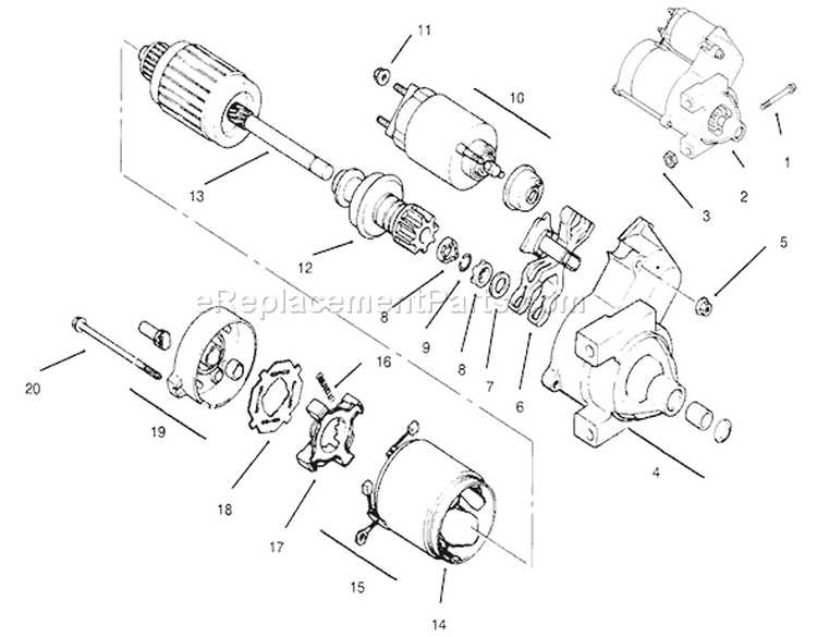 Starter Diagram and Parts List for 30610 490001-499999 - 1994 Toro Lawn Tractor