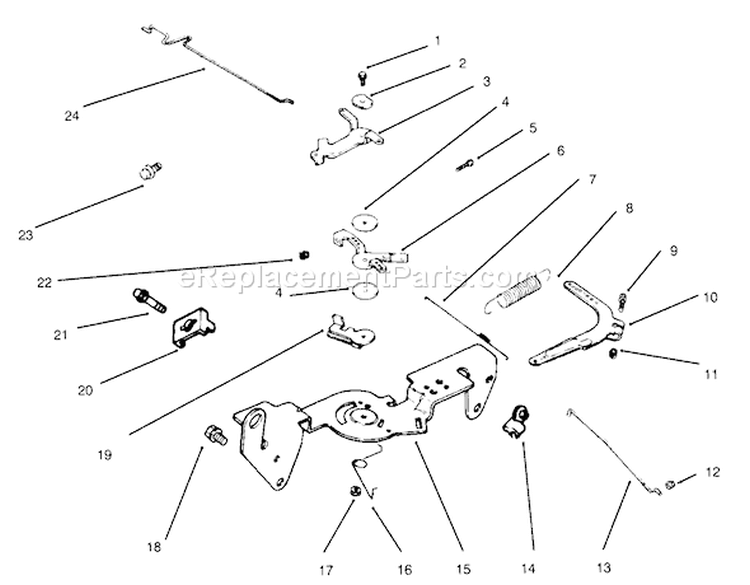 Throttle Linkage And Governor Controls Diagram and Parts List for 30610 490001-499999 - 1994 Toro Lawn Tractor