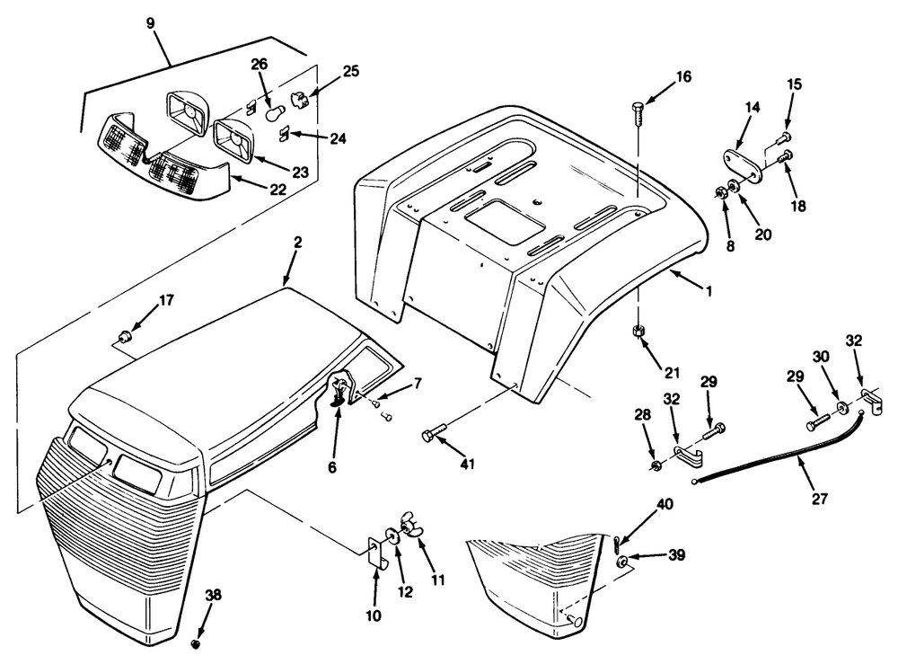 Body Assembly Diagram and Parts List for R2-12O501 1000001 - 1999999 Toro Lawn Tractor