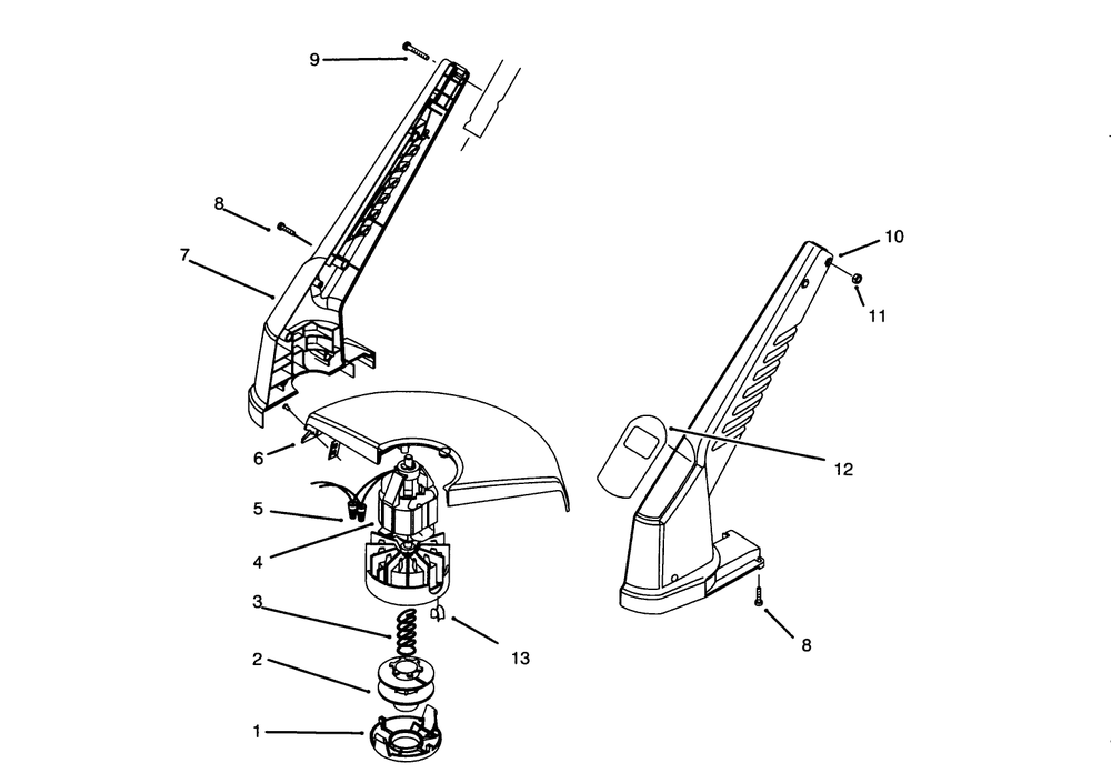 Motor & Housing Assembly Diagram and Parts List for 51256 69000001 - 69999999 Toro Trimmer