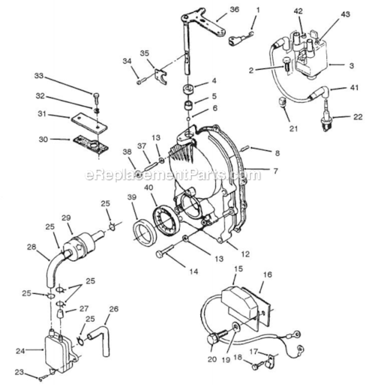 Blower_And_Crankshaft Diagram and Parts List for 30798 2000001-2999999 Toro Lawn Mower