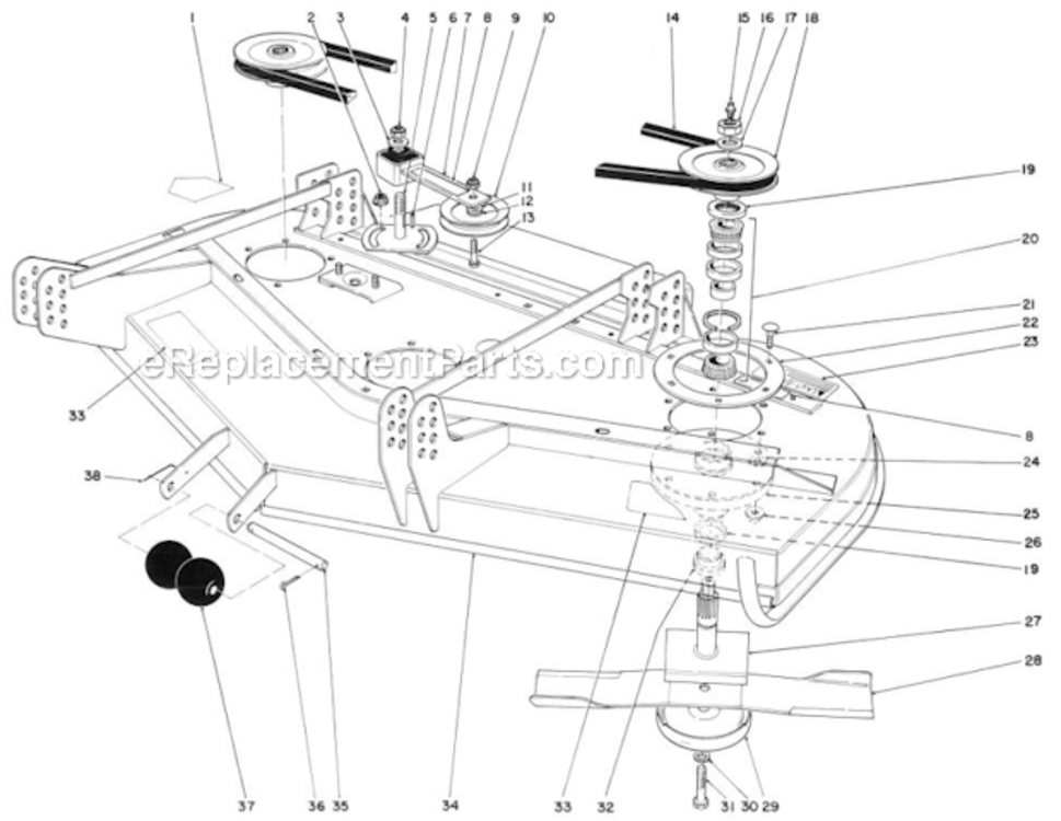 Page AO Diagram and Parts List for 30798 2000001-2999999 Toro Lawn Mower