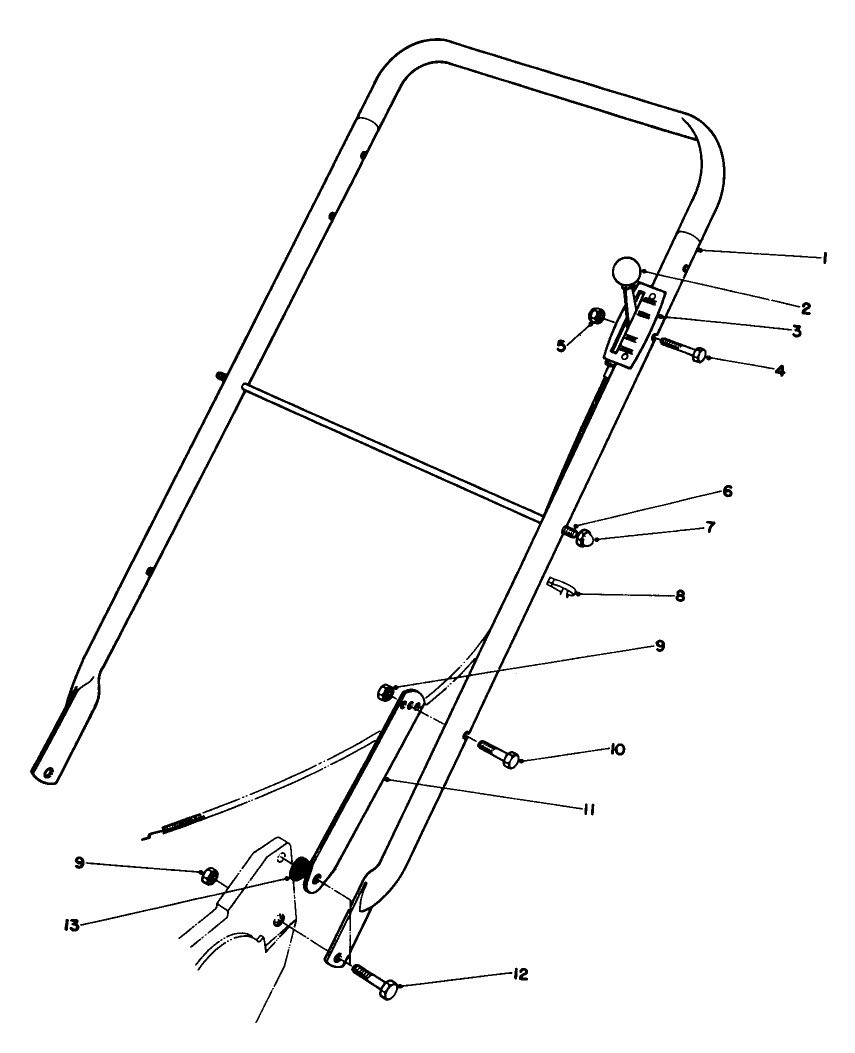 Handle Assembly (Model 22015) Diagram and Parts List for 22015 4000001 - 4999999 Toro Lawn Mower