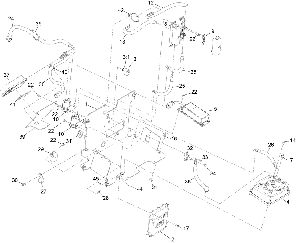 Battery Cable Assembly Diagram and Parts List for 18564 414300000 - 999999999 Toro Lawn Mower