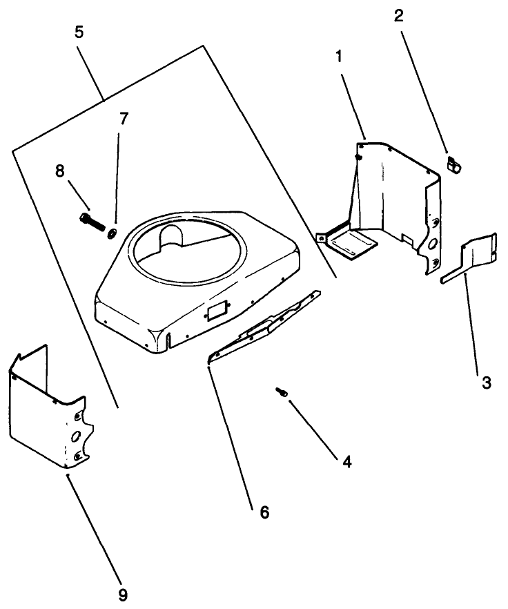 Baffle & Shroud-Kohler Engine Model No. Mv18s-Type 58543 Diagram and Parts List for 30190 10000001 - 19999999 Toro Lawn Tractor Accessories