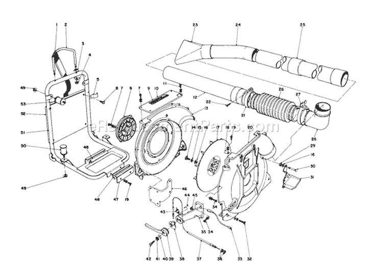 Back Pack And Blower Housing Assembly Diagram and Parts List for 30940 2000001-2999999 - 1982 Toro Leaf Blower / Vacuum