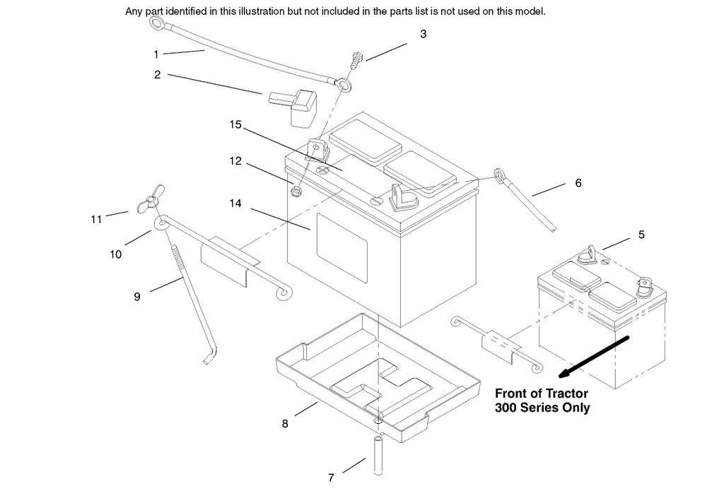 Battery Assembly Diagram and Parts List for 73402 7900001 - 7999999 Toro Lawn Tractor