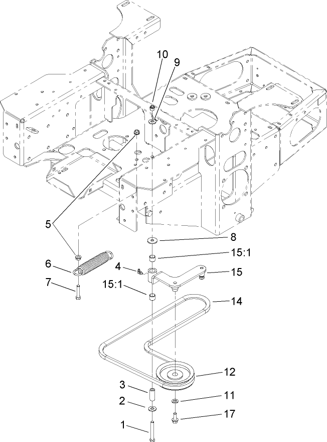 Pump Idler And Belt Assembly Diagram and Parts List for 74415 (250000001-250005000)(2005) Toro Lawn Mower