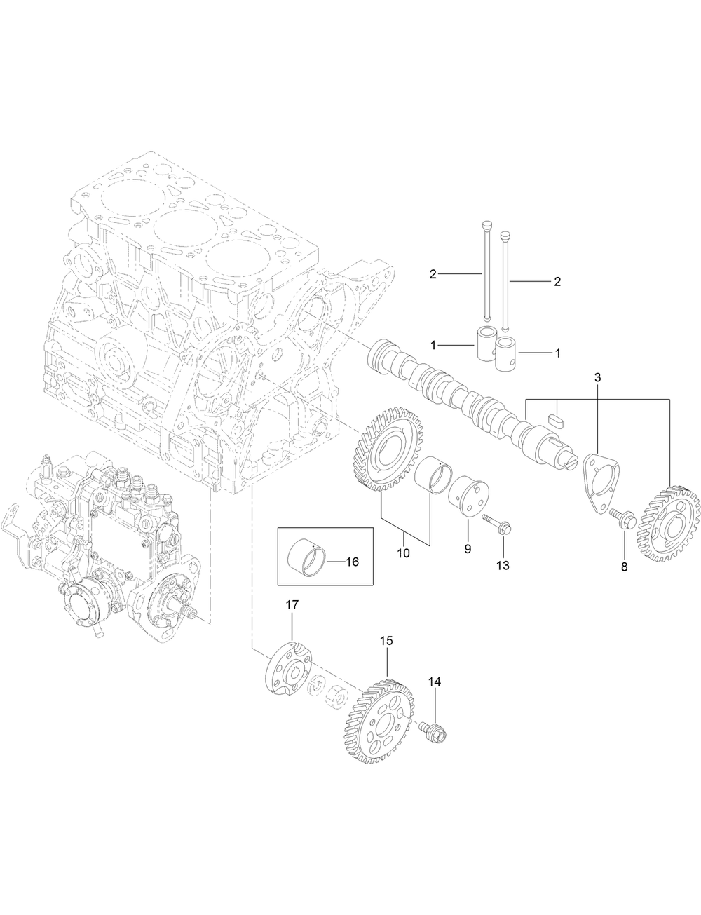 Camshaft And Driving Gear Assembly Diagram and Parts List for 72028 412410000 - 412699999 Toro Lawn Tractor