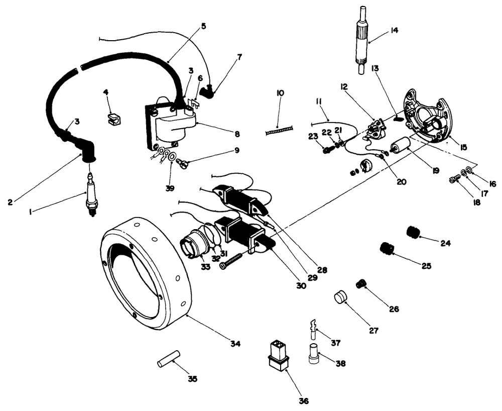 Magnetic Flywheel Assembly Diagram and Parts List for 30113 8000001 - 8999999 Toro Lawn Tractor Accessories