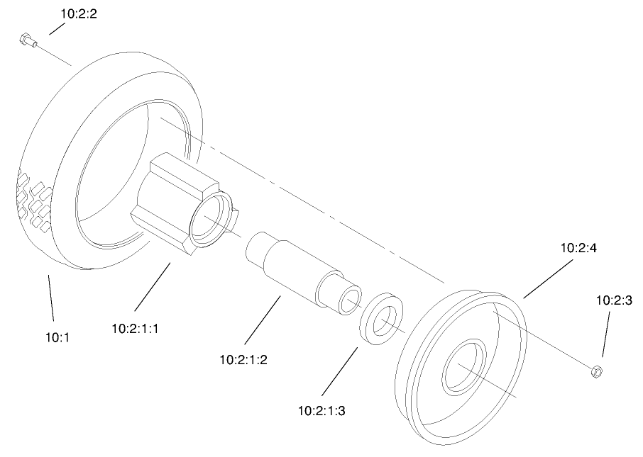 Front Tire & Wheel Assembly Diagram and Parts List for 22045 9900001 - 9999999 Toro Lawn Mower