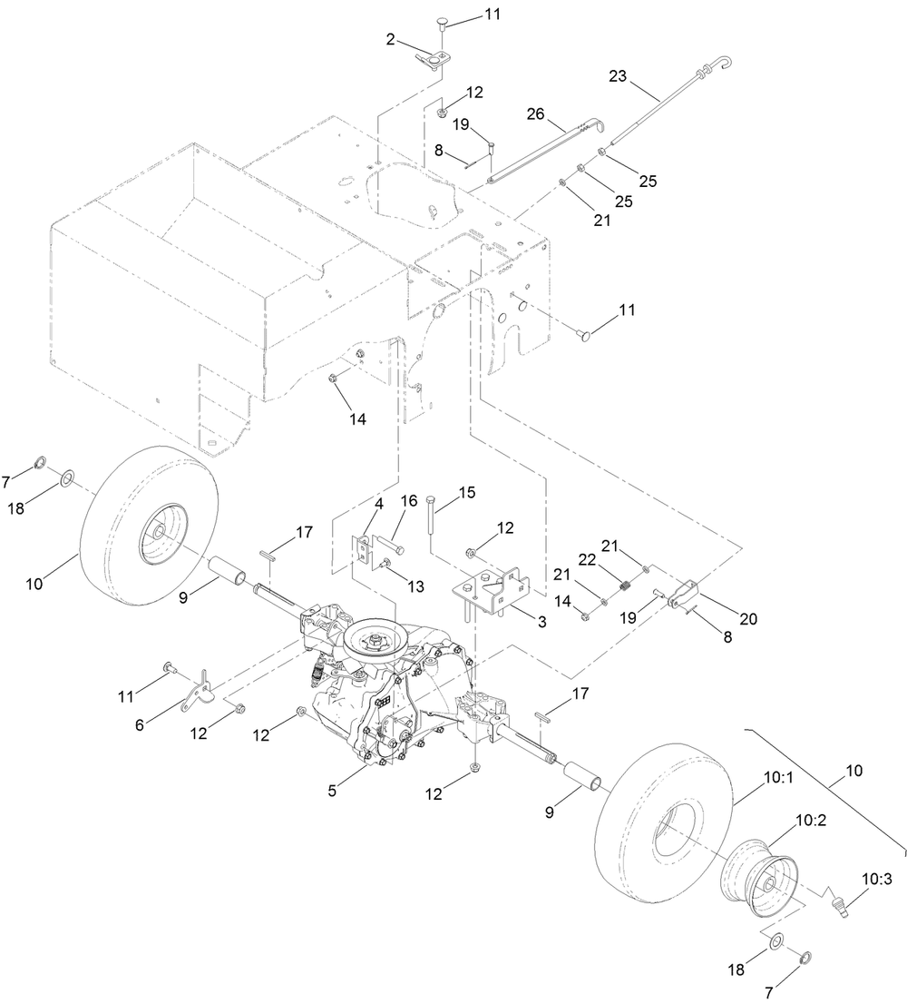 Transmission Assembly 2 Diagram and Parts List for 33512 400000000-409199999 Toro Seeder