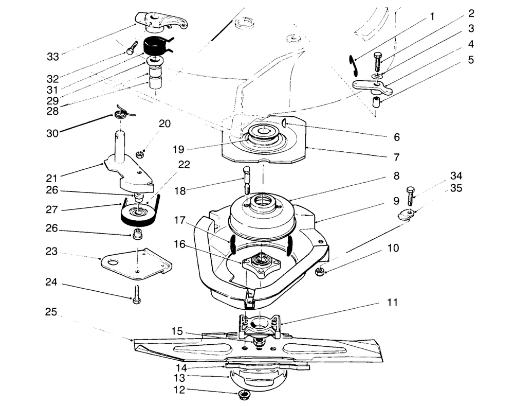 Blade Brake Clutch Assembly Diagram and Parts List for 22044BC 5900001 - 5999999 Toro Lawn Mower