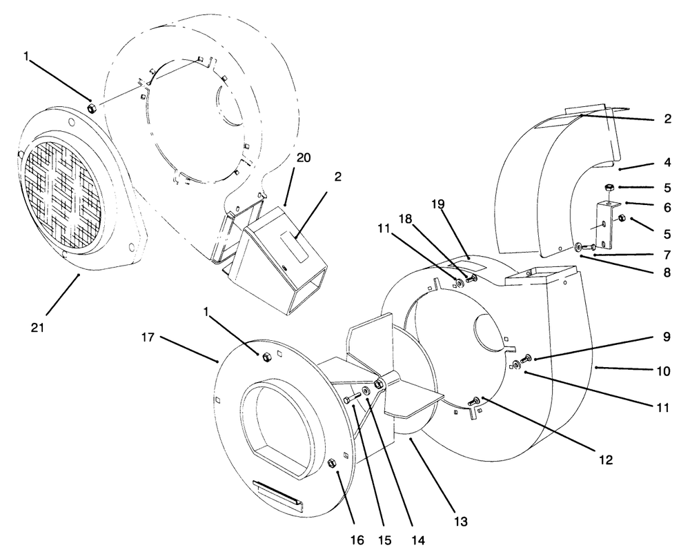Blower Assembly Diagram and Parts List for 62924 5900001 - 5999999 Toro Leaf Blower / Vacuum