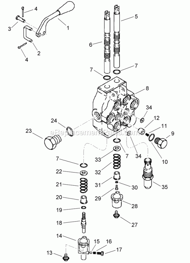 Plow Lift/Swing Control Valve Assembly P75 Pl Diagram and Parts List for 2011  Toro Lawn Tractor Accessories