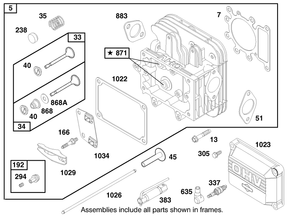Engine Briggs & Stratton Model 28n777-1174-E1 Diagram and Parts List for 71219 8900001 - 8999999 Toro Lawn Tractor