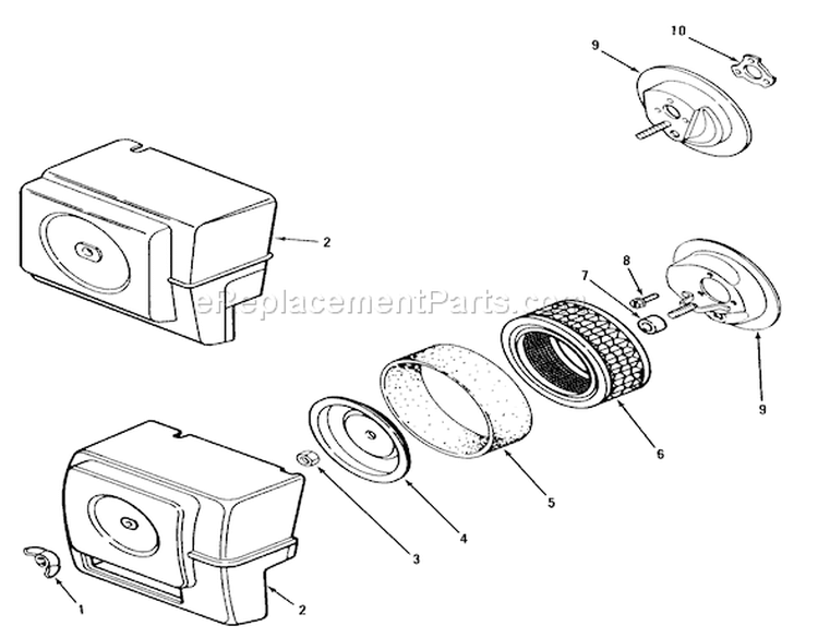 Air Intake Diagram and Parts List for 21-08K804 1988 Toro Lawn Tractor