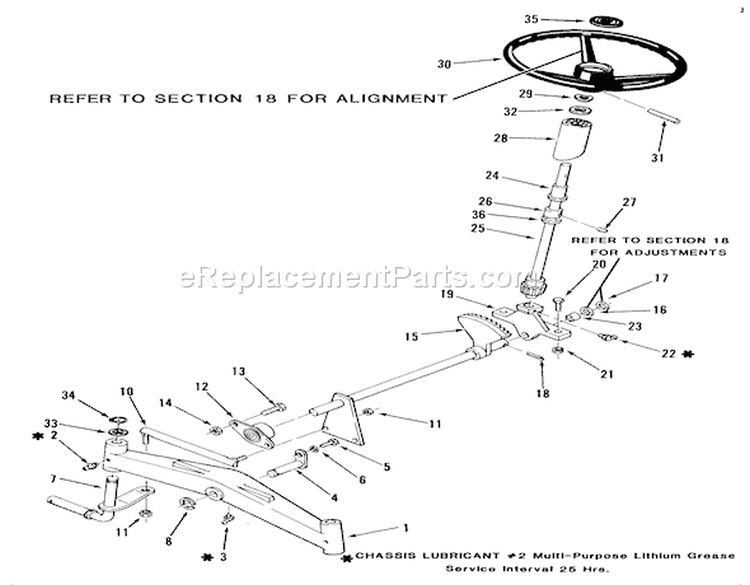 Front Axle And Steering Diagram and Parts List for 21-08K804 1988 Toro Lawn Tractor