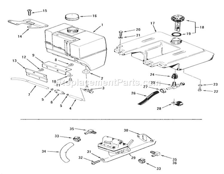 Fuel Systems Diagram and Parts List for 21-08K804 1988 Toro Lawn Tractor