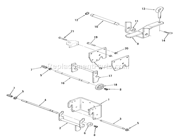 Hitches Diagram and Parts List for 21-08K804 1988 Toro Lawn Tractor