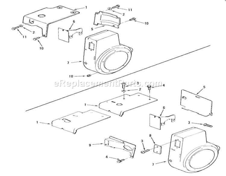 Baffles & Shrouds Diagram and Parts List for 21-08K804 1988 Toro Lawn Tractor