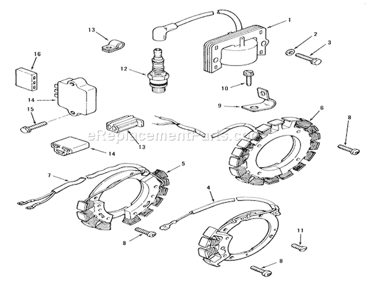 Ignition System Diagram and Parts List for 21-08K804 1988 Toro Lawn Tractor