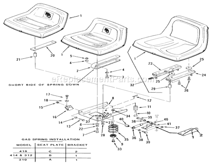 Seat Diagram and Parts List for 21-08K804 1988 Toro Lawn Tractor