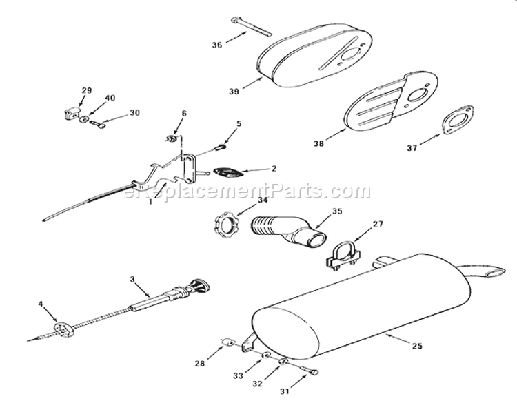 Throttle, Choke & Exhaust Diagram and Parts List for 21-08K804 1988 Toro Lawn Tractor