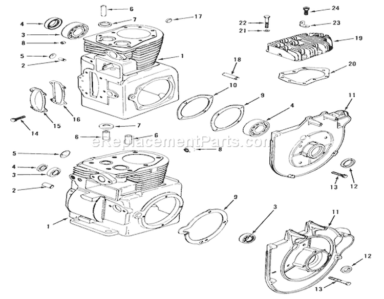 Crankcase & Cylinder Head Diagram and Parts List for 21-08K804 1988 Toro Lawn Tractor