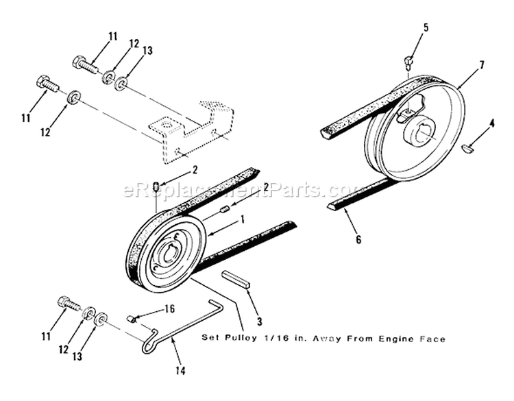 Drive Belt And Pulleys Diagram and Parts List for 21-08K804 1988 Toro Lawn Tractor
