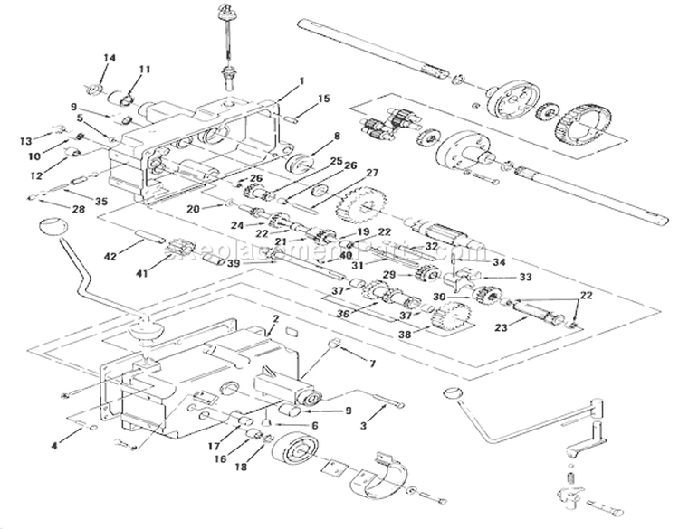 Mechanical Transmission 8-Speed Diagram and Parts List for 21-12K806 1989 Toro Lawn Tractor