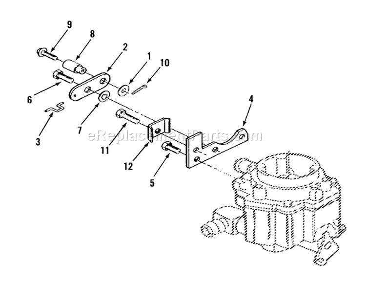 Onan Choke Linkage Diagram and Parts List for 21-12K806 1989 Toro Lawn Tractor