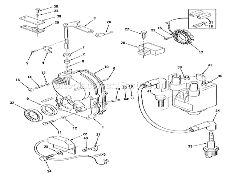 Onan Gearcase and Ignition Controls Diagram and Parts List for 31-14K804 1989 Toro Lawn Tractor