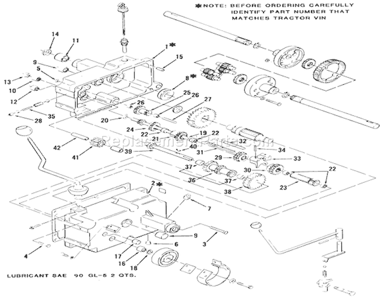 Mechanical Transmission-8-Speed Diagram and Parts List for 21-08K802 1986 Toro Lawn Tractor