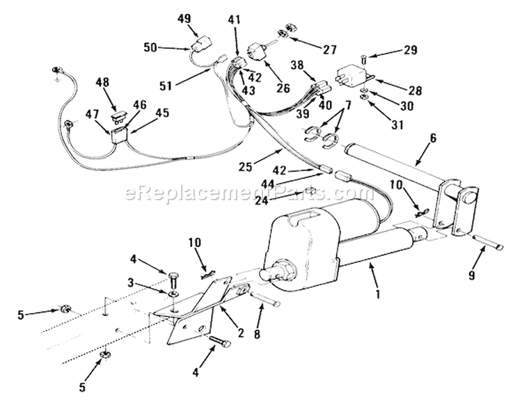 Electric Lift Linkage Diagram and Parts List for 21-08K802 1986 Toro Lawn Tractor