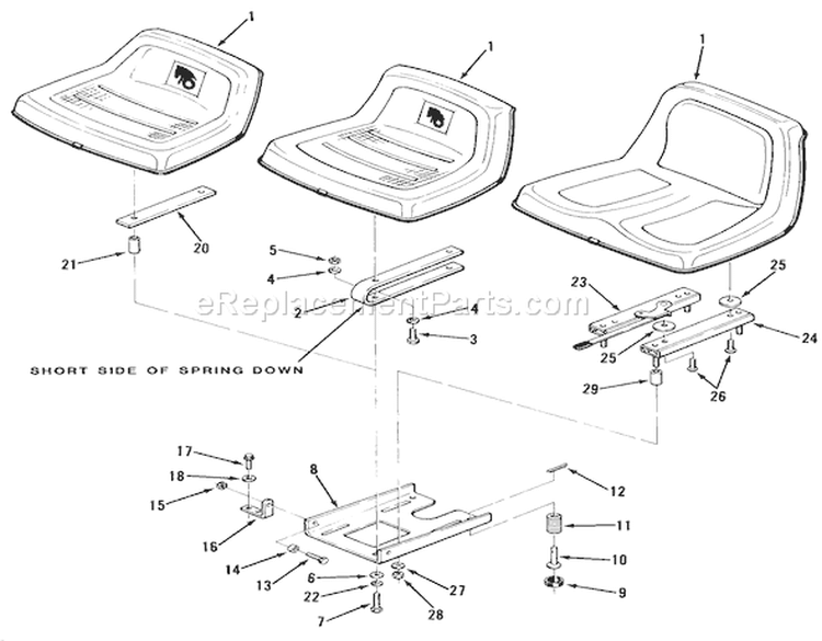 Seat Diagram and Parts List for 31-17KE01 1985 Toro Lawn Tractor