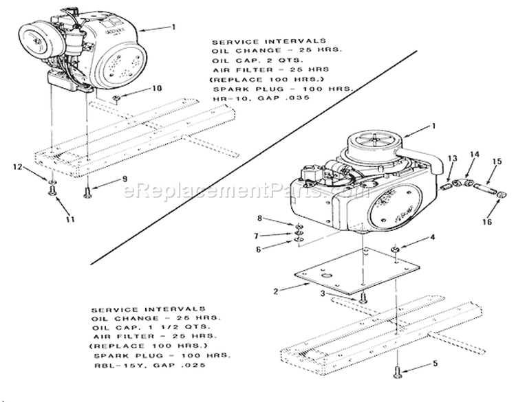 Engines Diagram and Parts List for 31-17KE01 1985 Toro Lawn Tractor