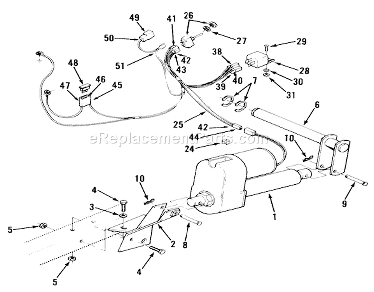 Electric Lift Linkage Diagram and Parts List for 31-14K802 1987 Toro Lawn Tractor