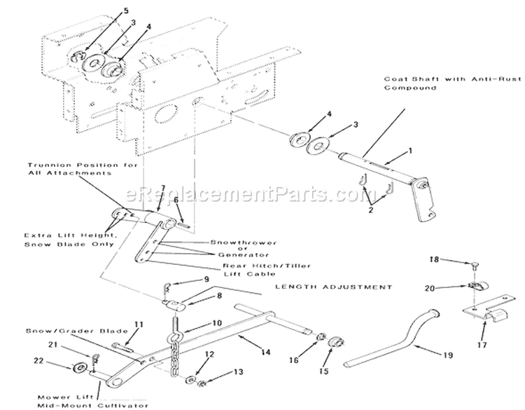 Hydraulic Lift Linkage-400 Series Diagram and Parts List for 21-12KE01 1986 Toro Lawn Tractor
