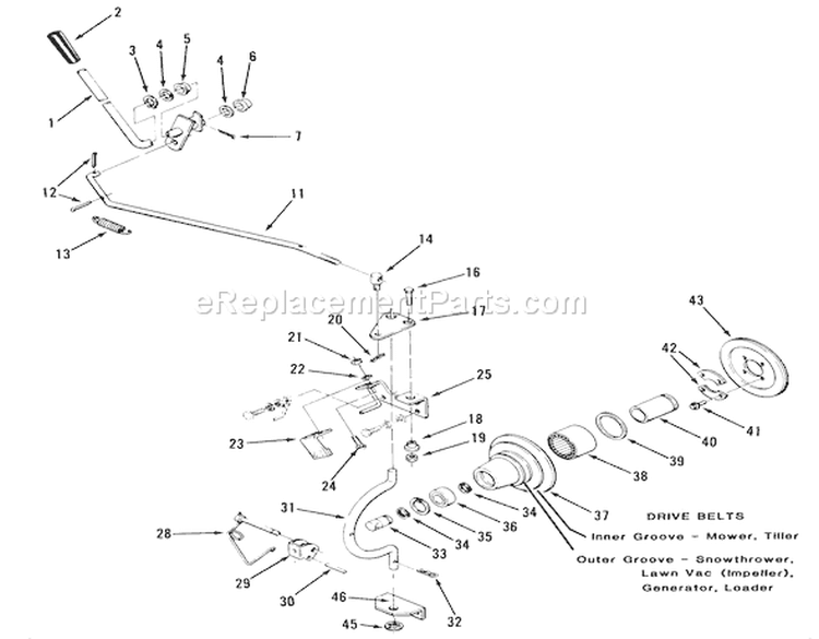 Pto Clutch And Control Diagram and Parts List for 21-12KE01 1986 Toro Lawn Tractor