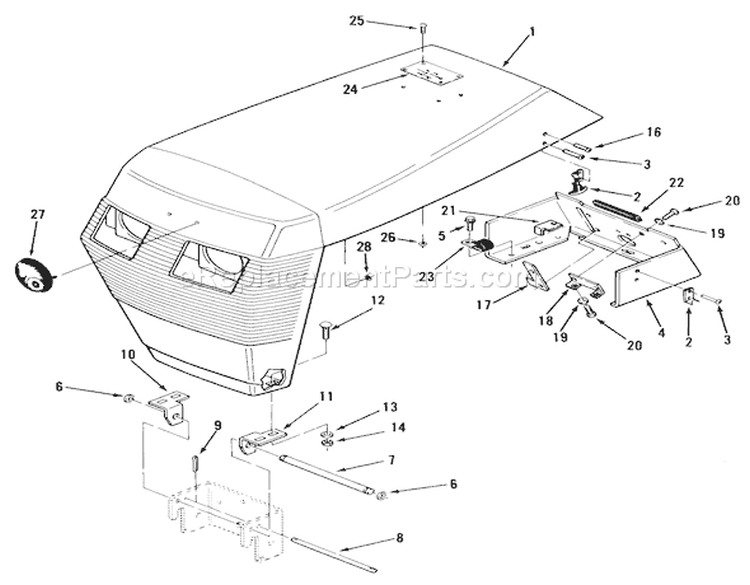 Sheet Metal And Covers Diagram and Parts List for 21-12KE01 1986 Toro Lawn Tractor