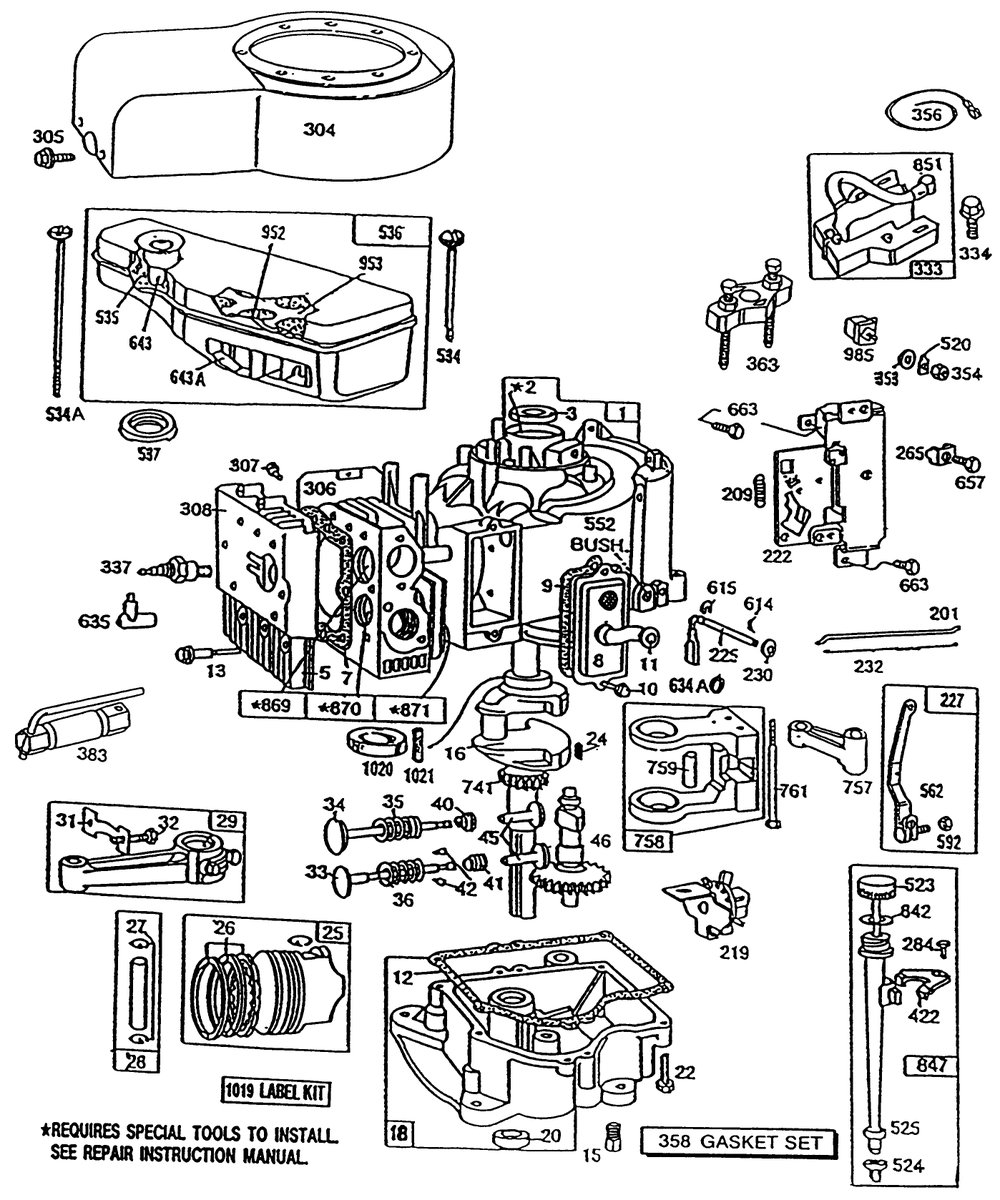 10hp Engine Briggs & Stratton Model No. 256707 Type No. 0126-01 Diagram and Parts List for 32-10B502 1000001 - 1999999 Toro Lawn Tractor