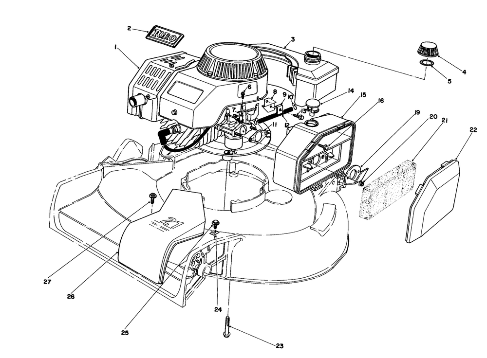 Engine Assembly Diagram and Parts List for 16780 3000001 - 3999999 Toro Lawn Mower