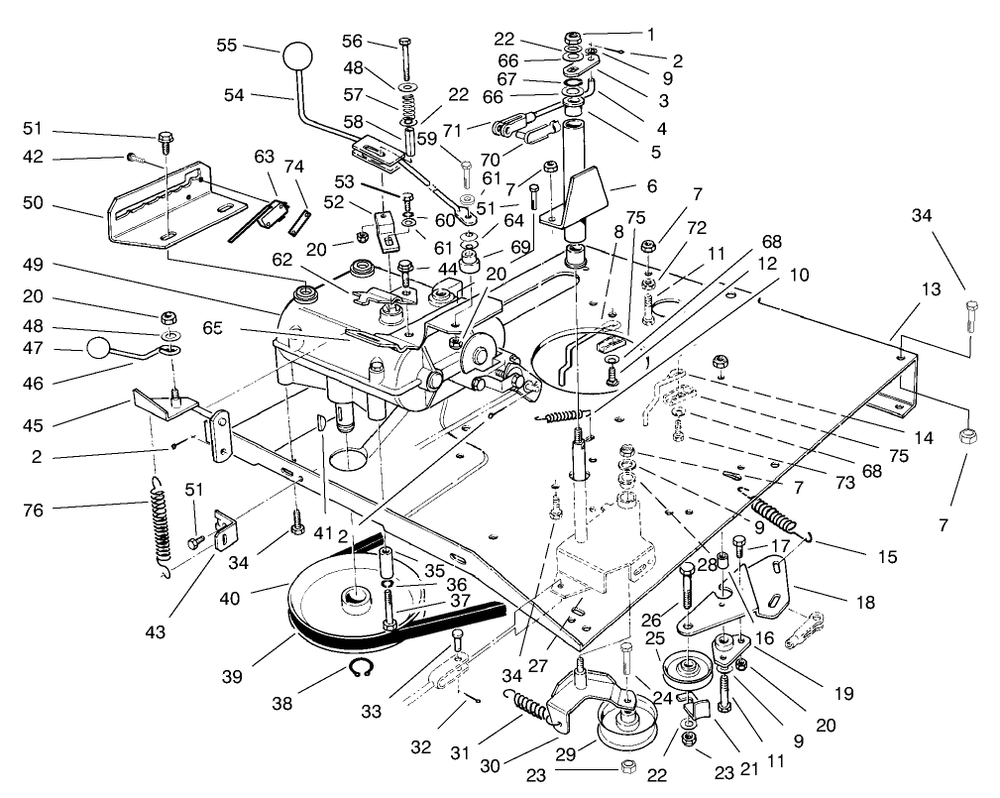 Transmission & Linkage Assembly Diagram and Parts List for 70060 79000001 - 79999999 Toro Lawn Tractor