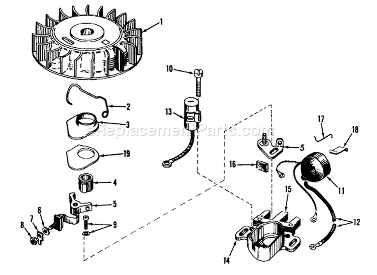 Magneto Diagram and Parts List for 31301 0000001-0999999 - 1970 Toro Snow Blower