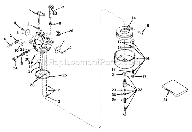 Carburetor Diagram and Parts List for 31302 2000001-2999999 - 1972 Toro Snow Blower